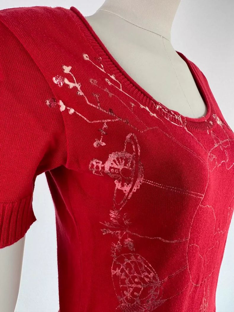 Vivienne Westwood Vivienne Westwood Dark Red Knit Short-Sleeve Top - dmc Size US M / EU 48-50 / 2 - 6 Thumbnail