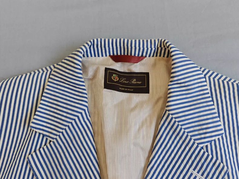 Loro Piana Loro Piana Blue White Striped Blazer Size US XXL / EU 58 / 5 - 3 Thumbnail