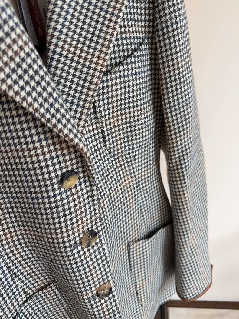 Loro Piana Loro Piana Houndstooth Wool Blazer Size US L / EU 52-54 / 3 - 3 Thumbnail