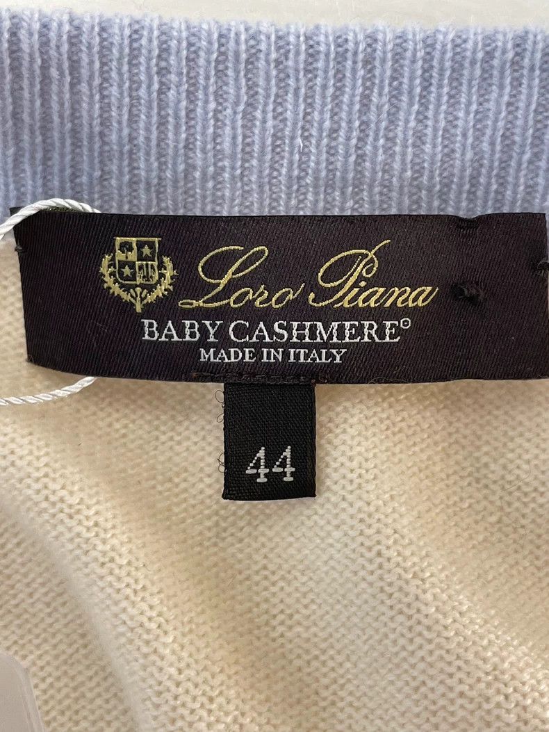 Loro Piana Loro Piana Blue Grey White Stripe Cashmere Sweater Size US M / EU 48-50 / 2 - 2 Thumbnail