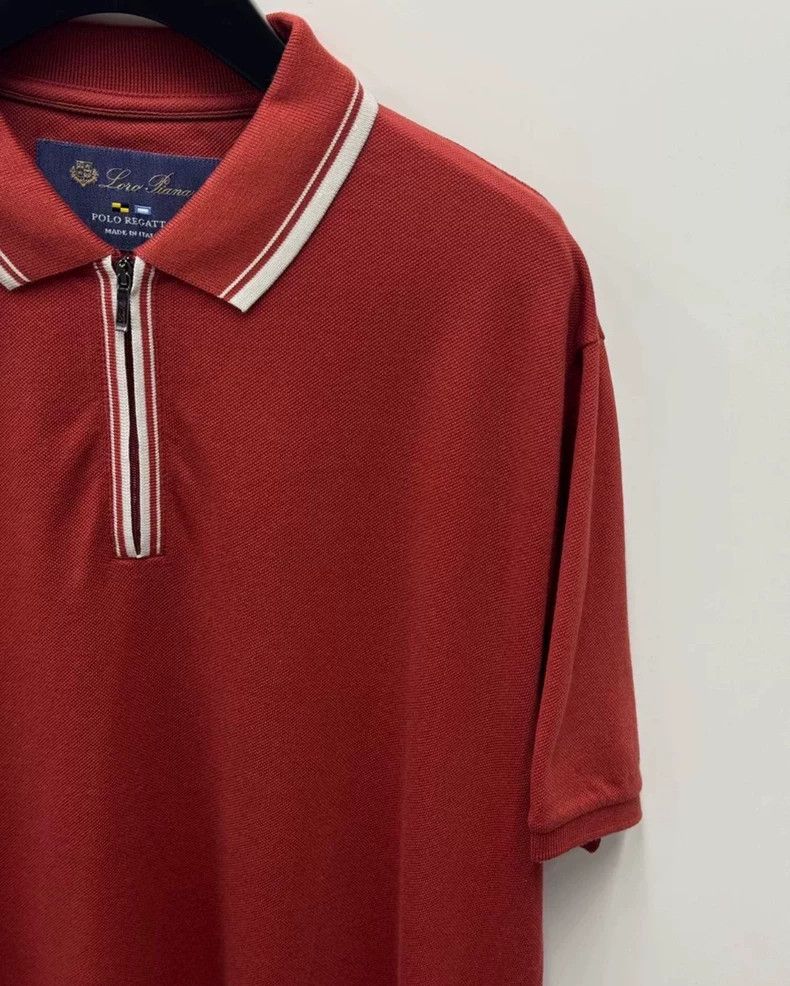 Loro Piana Loro Piana Red Striped Short Sleeve Polo - dmc Size US XL / EU 56 / 4 - 5 Thumbnail