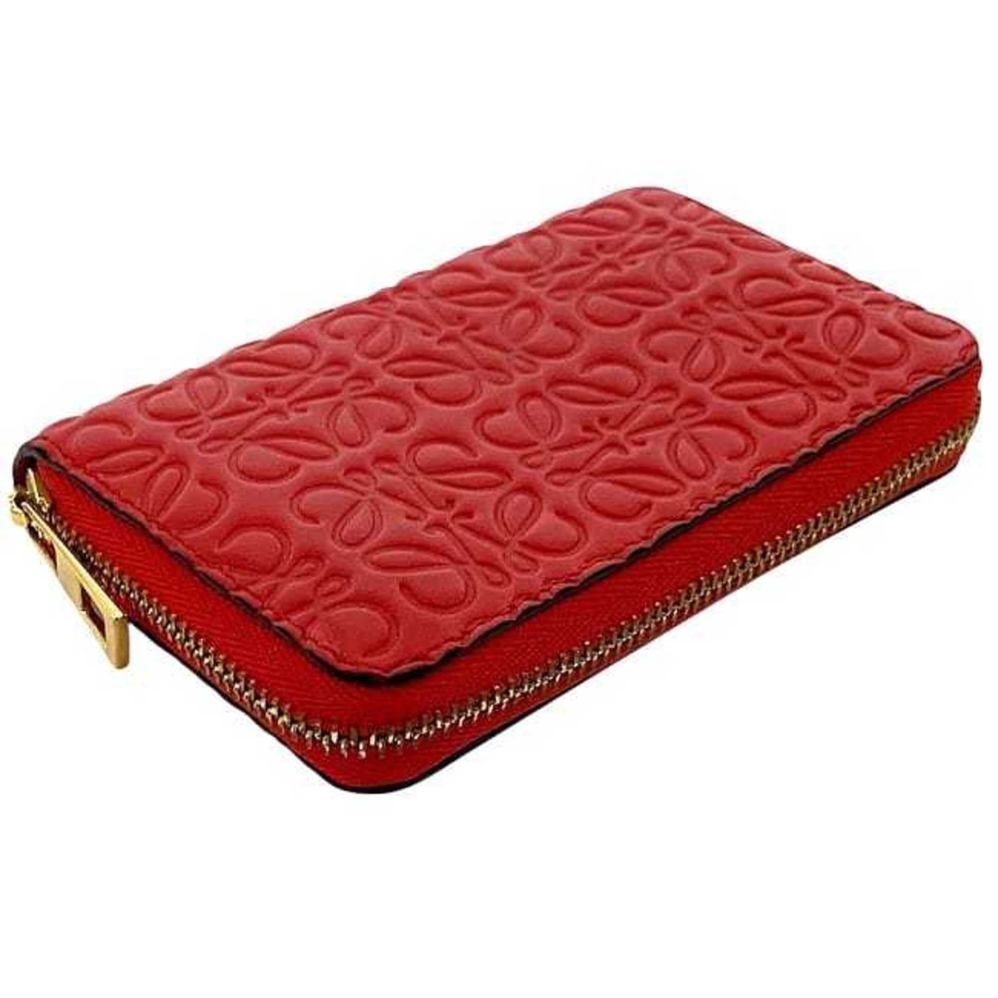 Loewe Loewe coin case ec-23812 in red with a repeat anagram pattern on leather (product number 061609). This compact zip-around wallet is perfect for men and women. Engraved. Size ONE SIZE - 3 Thumbnail
