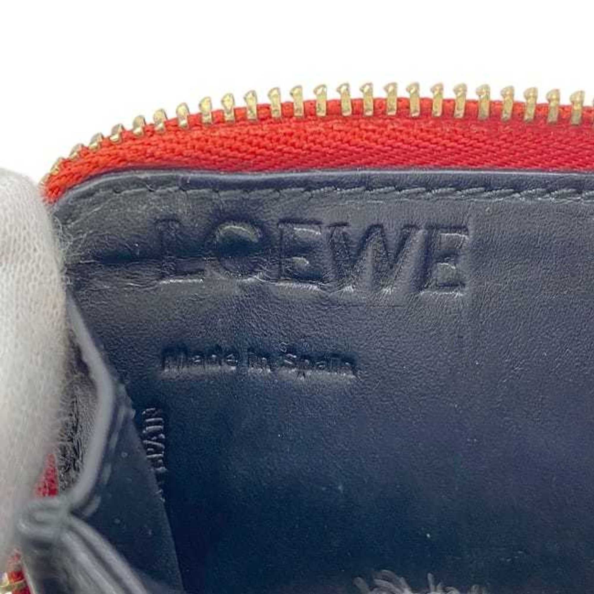 Loewe Loewe coin case ec-23812 in red with a repeat anagram pattern on leather (product number 061609). This compact zip-around wallet is perfect for men and women. Engraved. Size ONE SIZE - 8 Thumbnail