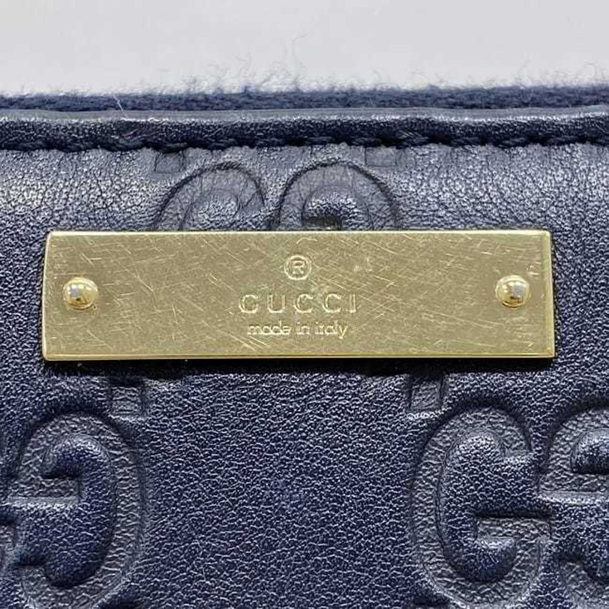 Gucci Gucci Round Long Wallet ec-23550 Navy with Shimmering Lines 307980 Leather 2067 GUCCI GG Zip-Around Embossing for Men and Women Size ONE SIZE - 6 Thumbnail