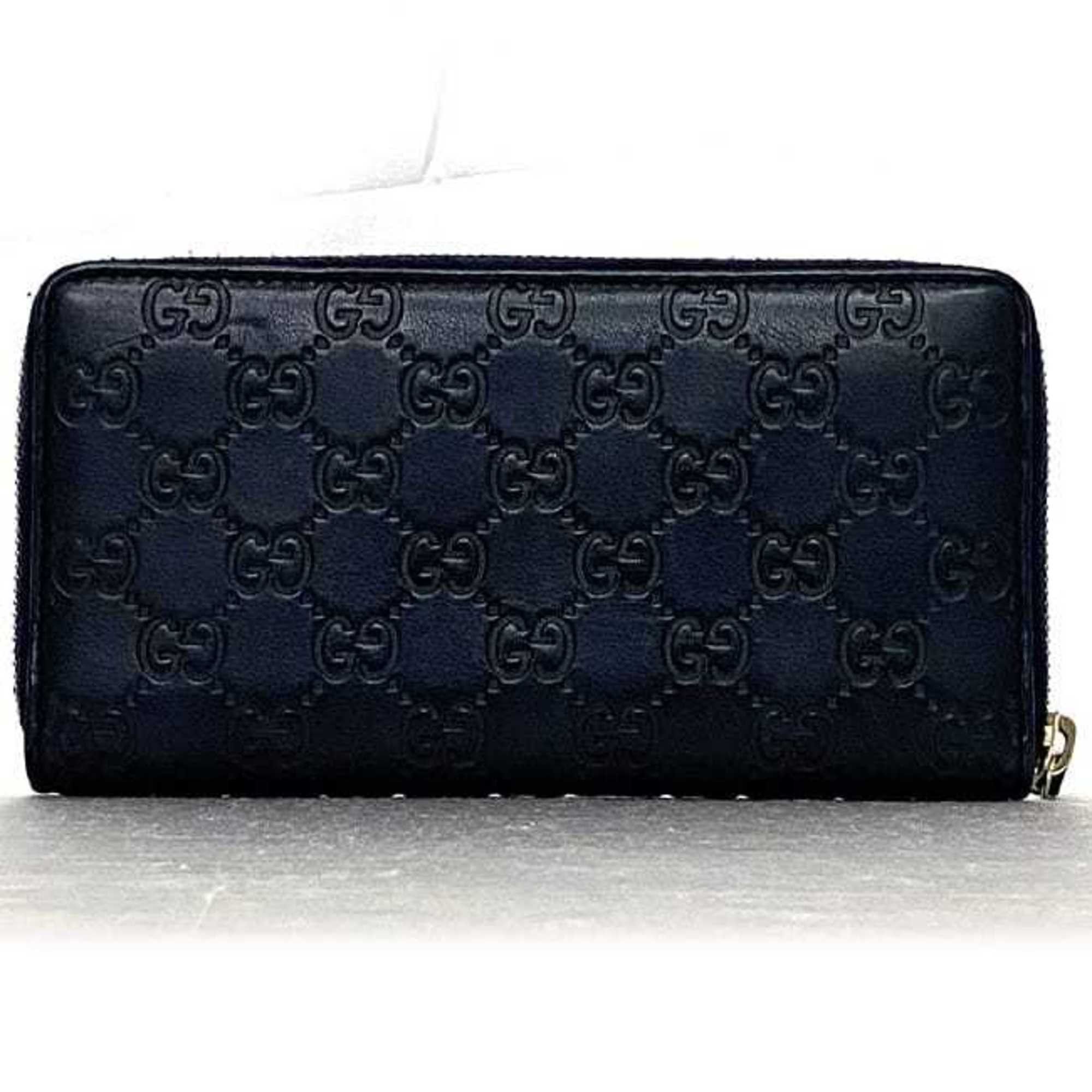 Gucci Gucci Round Long Wallet ec-23550 Navy with Shimmering Lines 307980 Leather 2067 GUCCI GG Zip-Around Embossing for Men and Women Size ONE SIZE - 3 Thumbnail