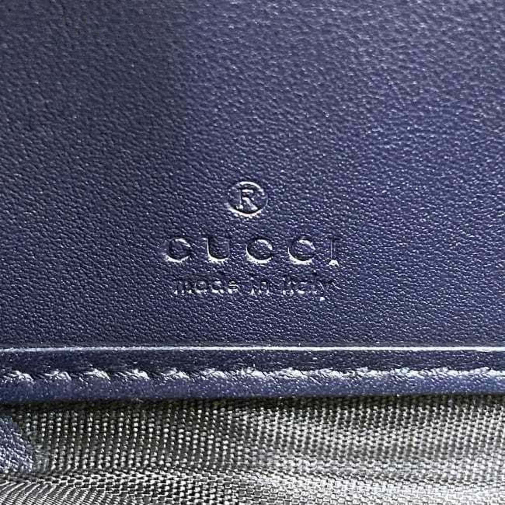 Gucci Gucci Round Long Wallet ec-23550 Navy with Shimmering Lines 307980 Leather 2067 GUCCI GG Zip-Around Embossing for Men and Women Size ONE SIZE - 10 Thumbnail