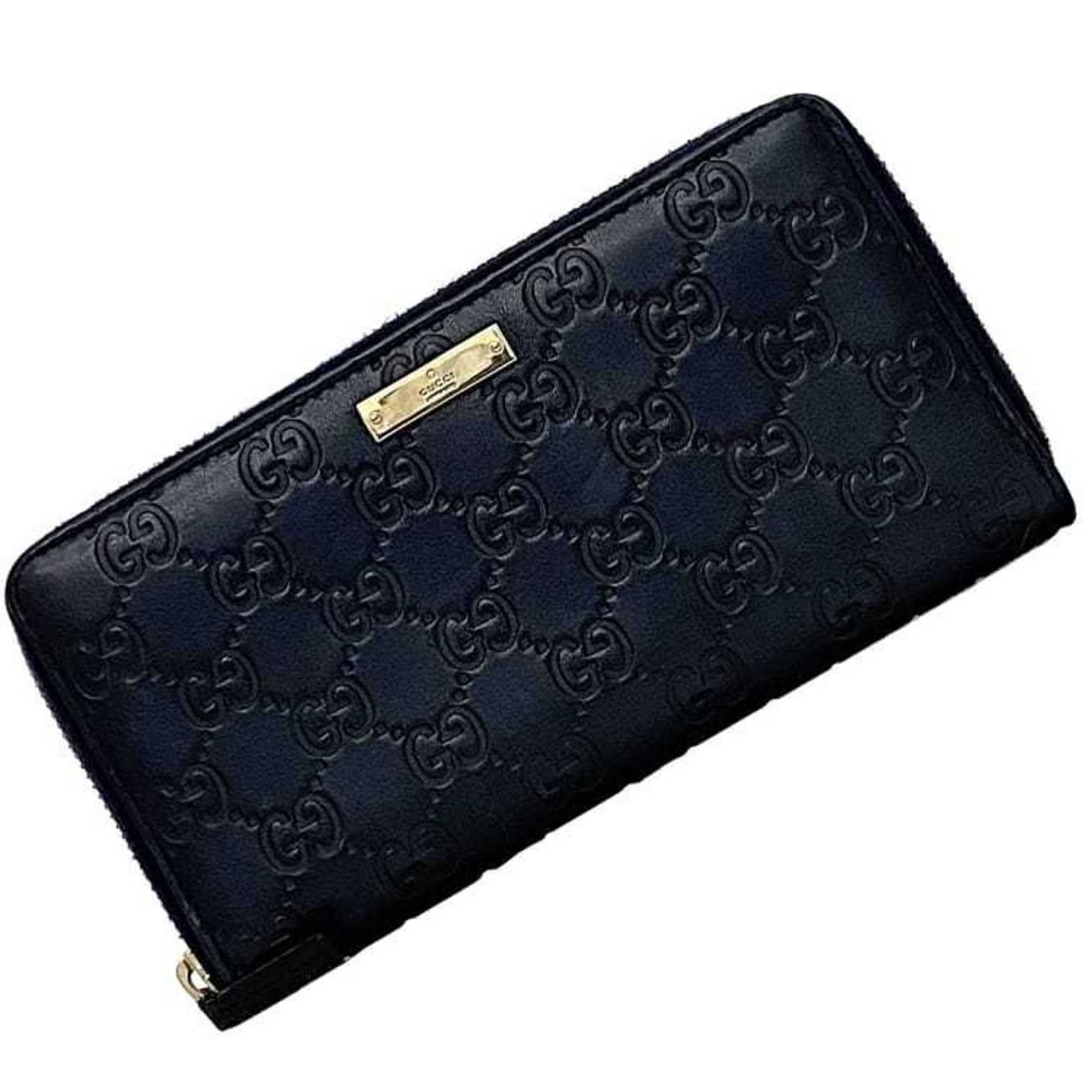 Gucci Gucci Round Long Wallet ec-23550 Navy with Shimmering Lines 307980 Leather 2067 GUCCI GG Zip-Around Embossing for Men and Women Size ONE SIZE - 2 Thumbnail