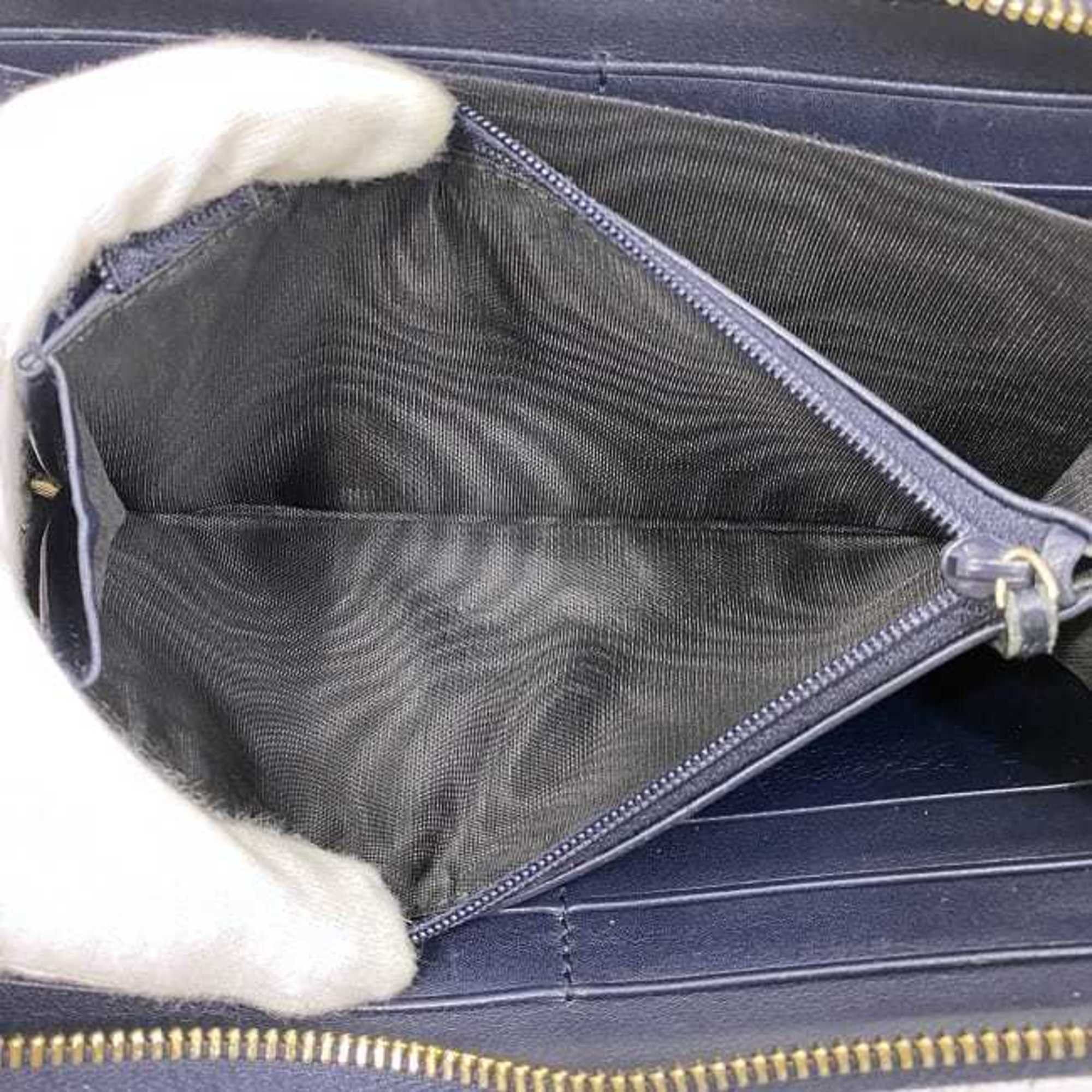 Gucci Gucci Round Long Wallet ec-23550 Navy with Shimmering Lines 307980 Leather 2067 GUCCI GG Zip-Around Embossing for Men and Women Size ONE SIZE - 9 Thumbnail
