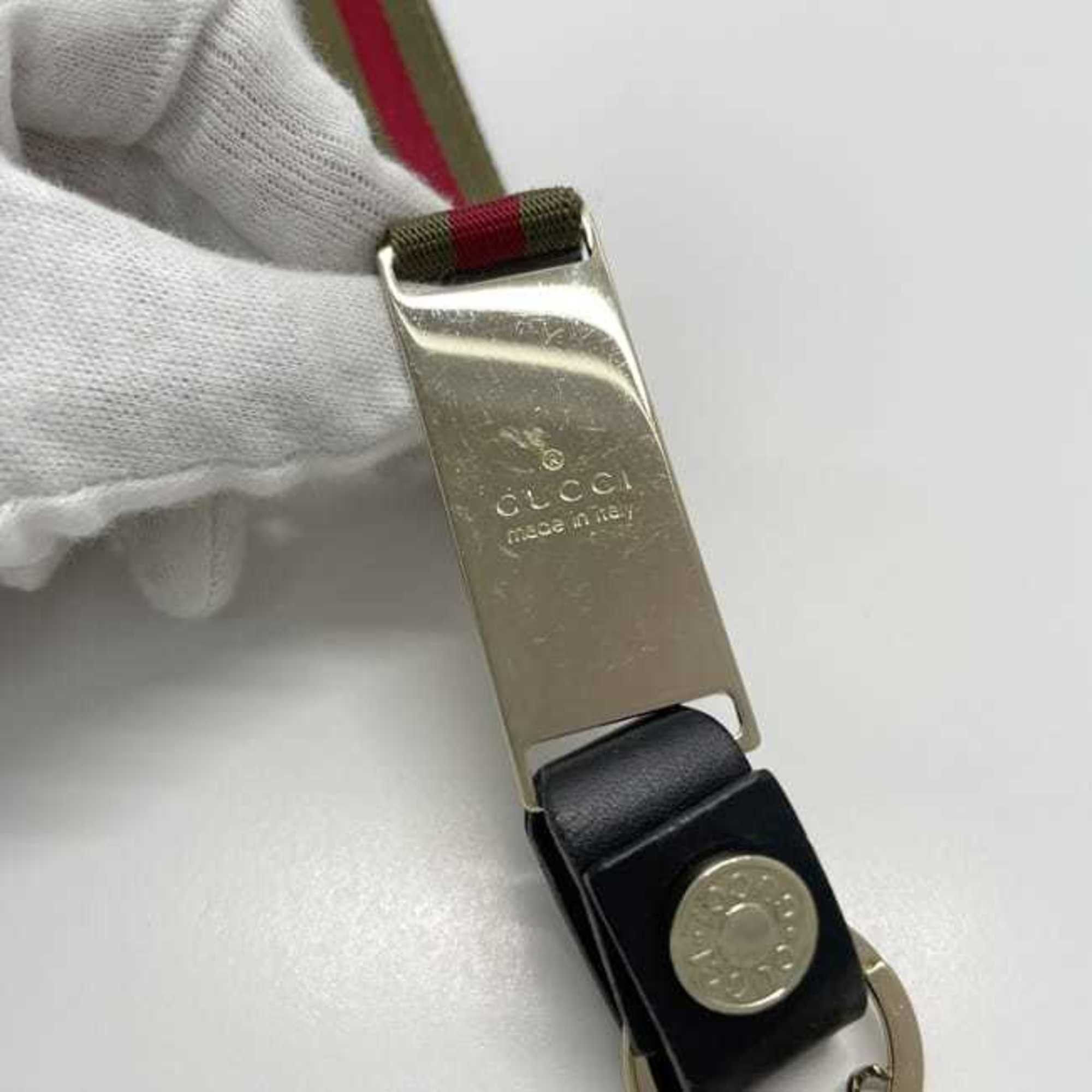 Gucci neck strap ec-23622, khaki green, red, gold, and sherry (039