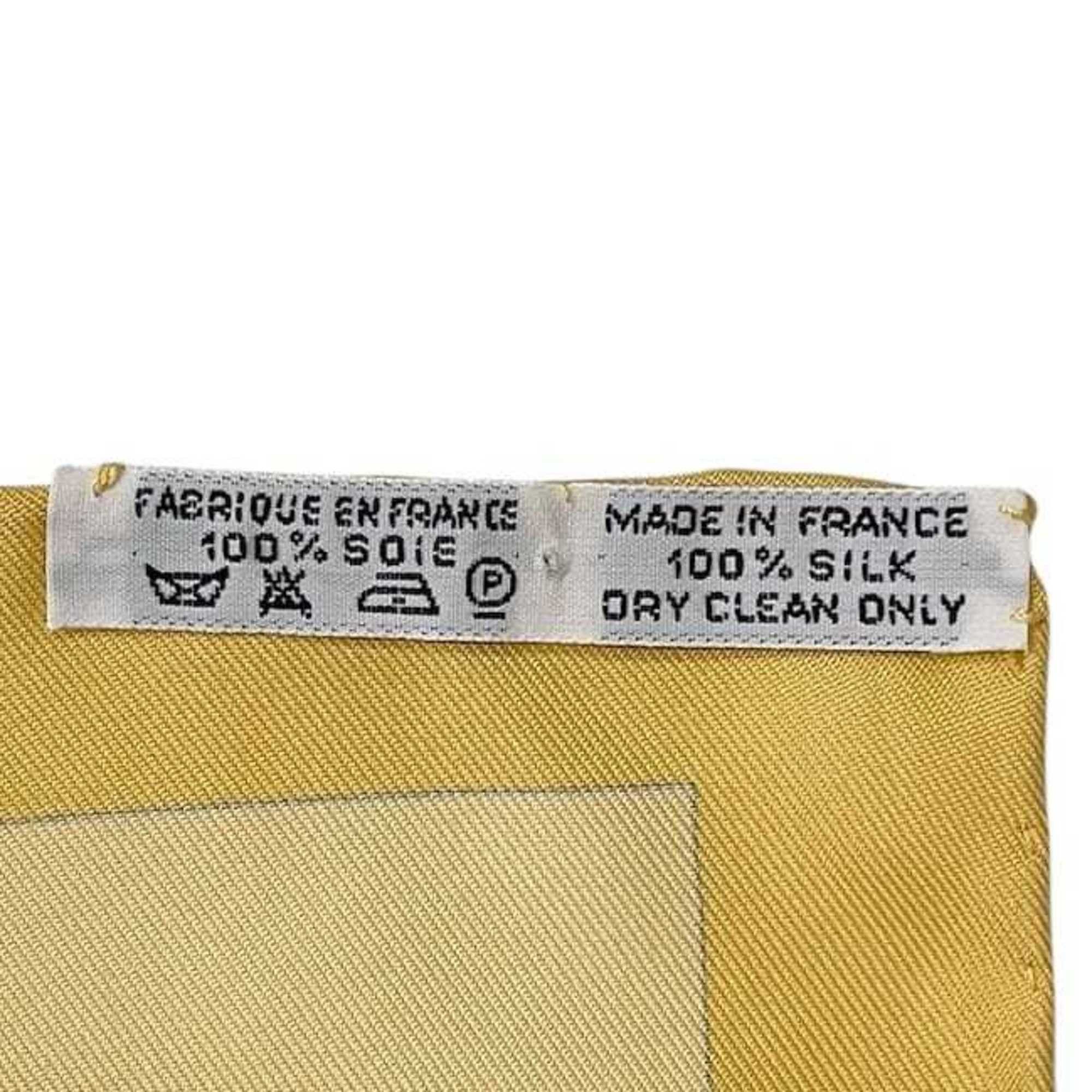Hermes Hermes Hermès Carré 90 Scarf (ec-23771) in Beige and Brown. Made of 100% Silk, "L'OR DES CHEFS" (The Chiefs' Gold). A large, ethnic scarf from the collection. Size ONE SIZE - 5 Thumbnail