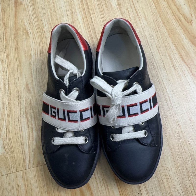 Gucci Gucci ACE Logo Kids Sneakers in Black Size US 12.5 / EU 45-46 - 2 Thumbnail