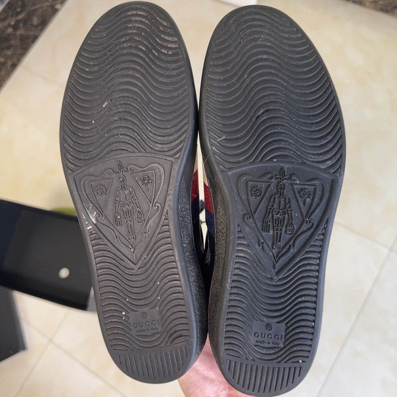 Gucci Gucci Ace Black Leather Sneakers with Wolf Design Size US 8.5 / EU 41-42 - 4 Thumbnail