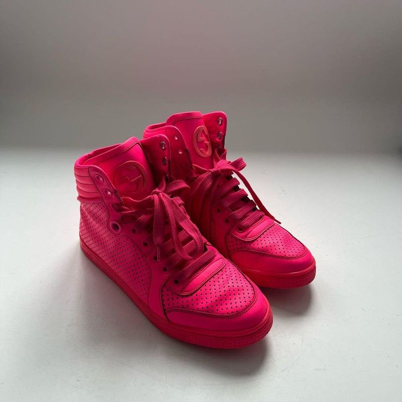 Gucci Gucci High-Top Sneakers in Bright Pink Size US 5.5 / EU 38 - 4 Thumbnail