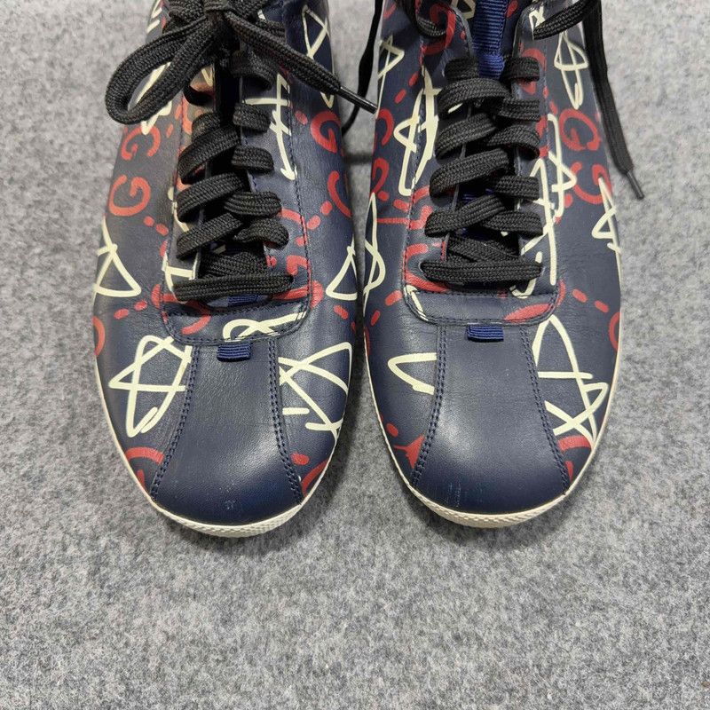 Gucci Gucci Stylish High-Top Leather Sneakers in Blue Size US 10.5 / EU 43-44 - 5 Thumbnail