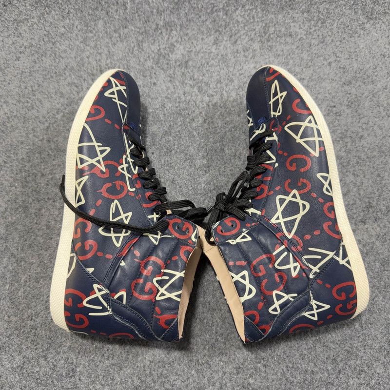 Gucci Gucci Stylish High-Top Leather Sneakers in Blue Size US 10.5 / EU 43-44 - 7 Thumbnail