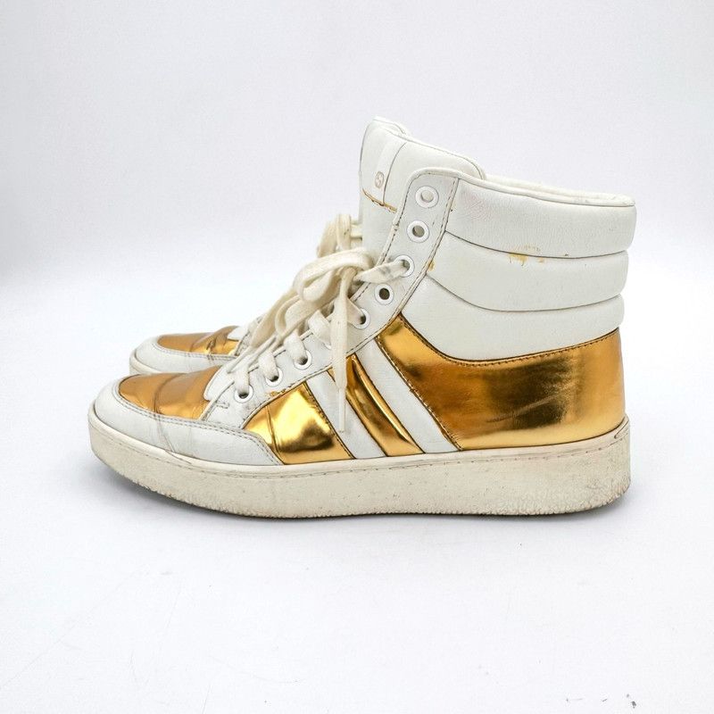 Gucci Gucci Stylish High-Top Sneakers in White and Gold Size US 8 / EU 41 - 6 Thumbnail