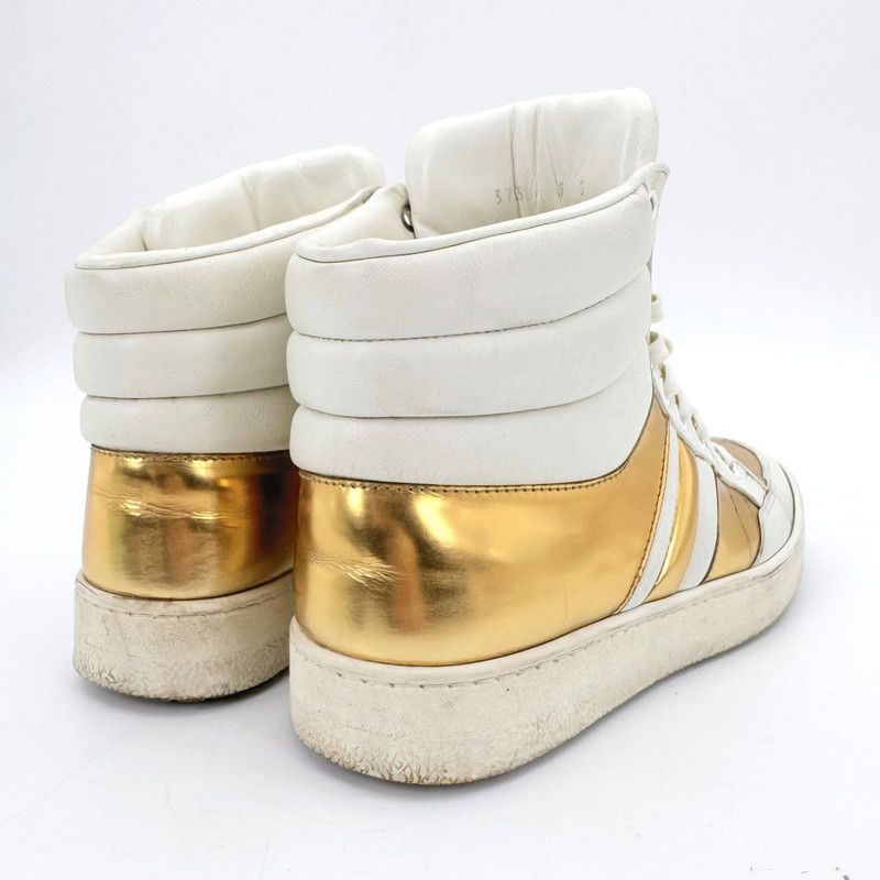 Gucci Gucci Stylish High-Top Sneakers in White and Gold Size US 8 / EU 41 - 5 Thumbnail