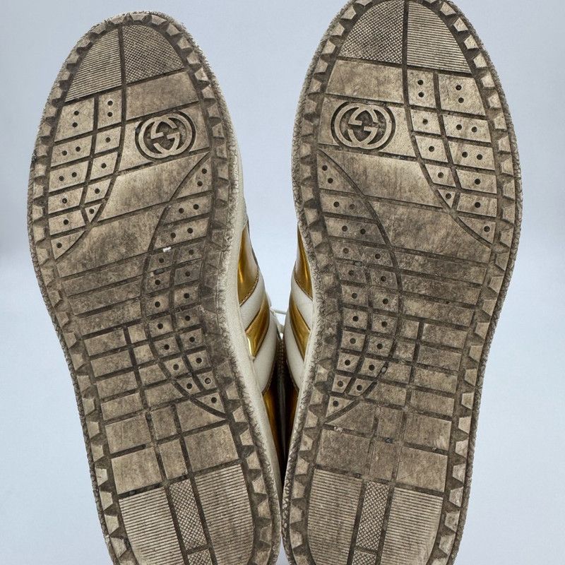 Gucci Gucci Stylish High-Top Sneakers in White and Gold Size US 8 / EU 41 - 3 Thumbnail
