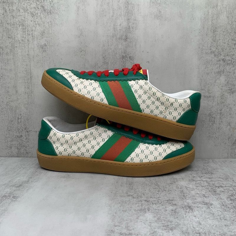 Gucci Gucci Low-Top GG Canvas Sneakers in Green and White Size US 7.5 / EU 40-41 - 2 Thumbnail