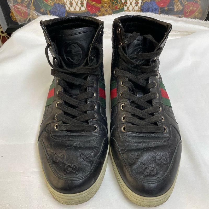 Gucci Gucci Leather Black High-Top Sneakers Size US 8 / EU 41 - 2 Thumbnail
