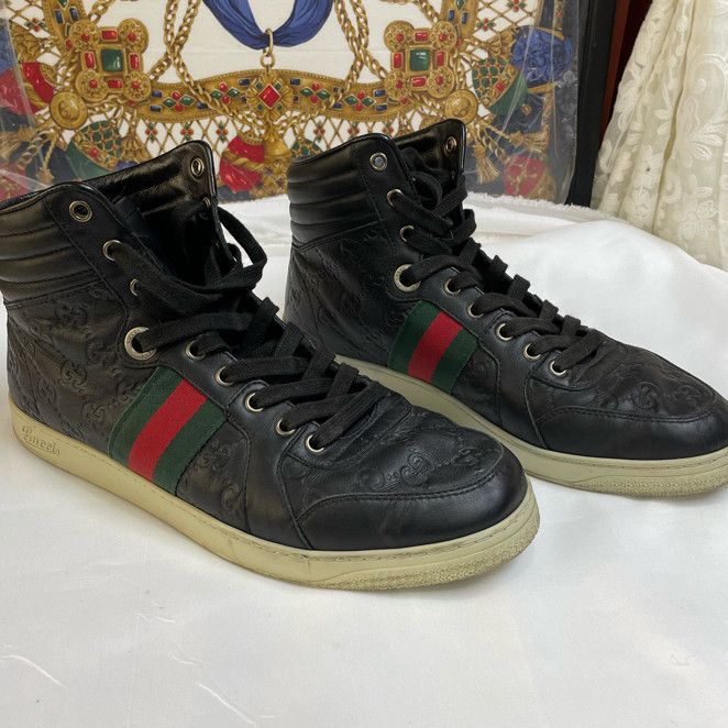 Gucci Gucci Leather Black High-Top Sneakers Size US 8 / EU 41 - 4 Thumbnail