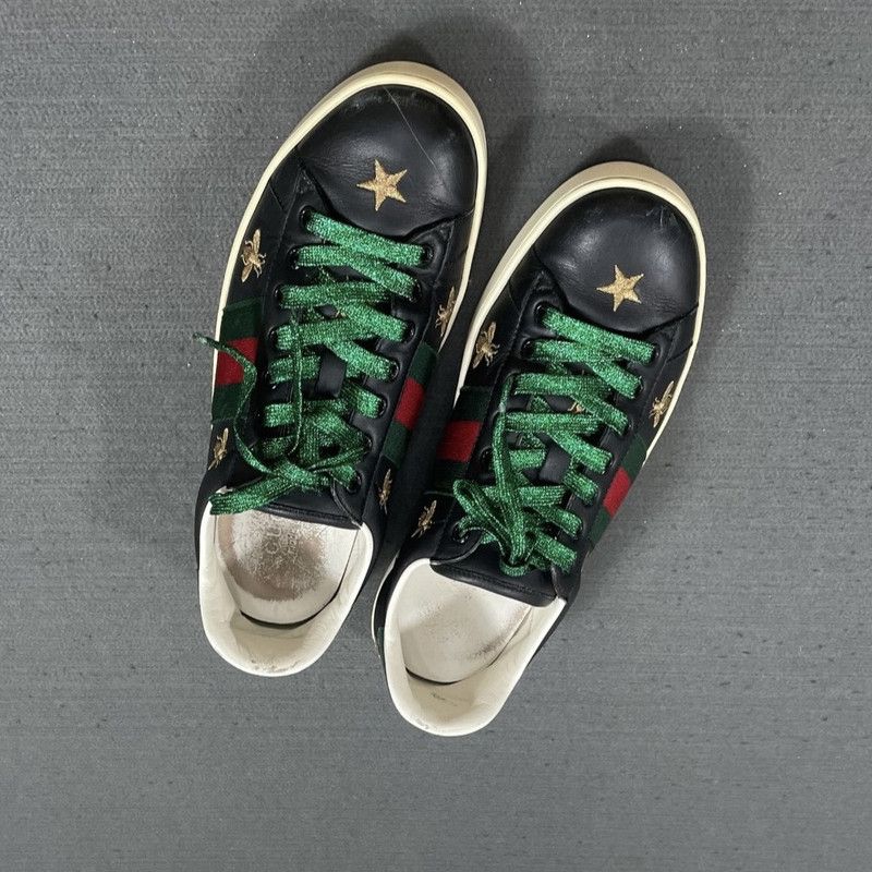 Gucci Gucci Ace Black Canvas Sneakers with Bee Embroidery Size US 8 / EU 41 - 12 Thumbnail