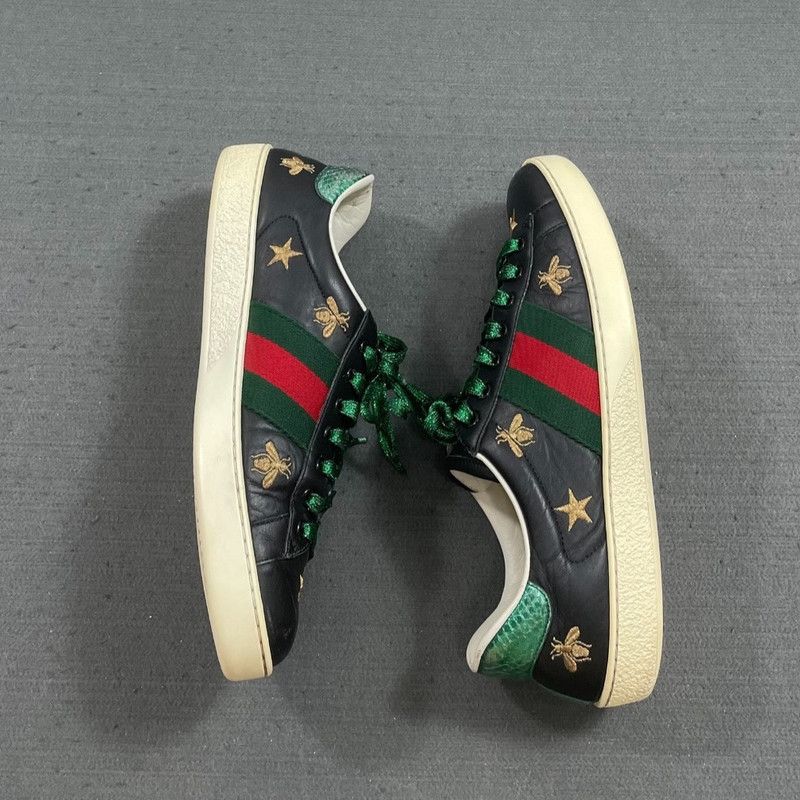 Gucci Gucci Ace Black Canvas Sneakers with Bee Embroidery Size US 8 / EU 41 - 3 Thumbnail