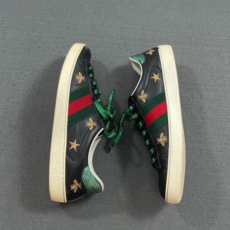 Gucci Gucci Ace Black Canvas Sneakers with Bee Embroidery Size US 8 / EU 41 - 2 Thumbnail