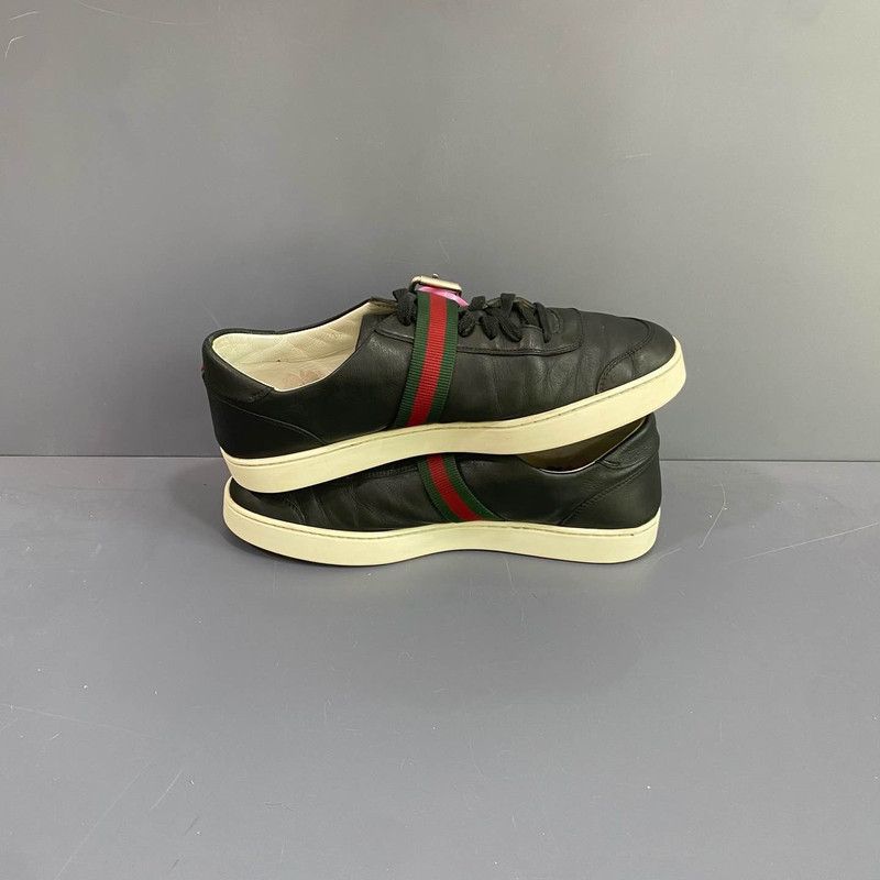 Gucci Gucci Black Leather Low-Top Fashion Sneakers Size US 9.5 / EU 42-43 - 6 Thumbnail