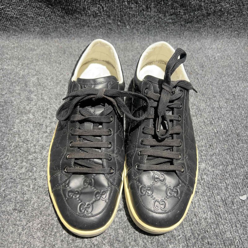 Gucci Gucci Brooklyn Black Leather Low-Top Sneakers Size US 9 / EU 42 - 2 Thumbnail