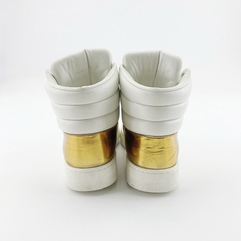 Gucci Gucci High-Top Fashion Sneakers in White and Gold Size US 5.5 / EU 38 - 3 Thumbnail