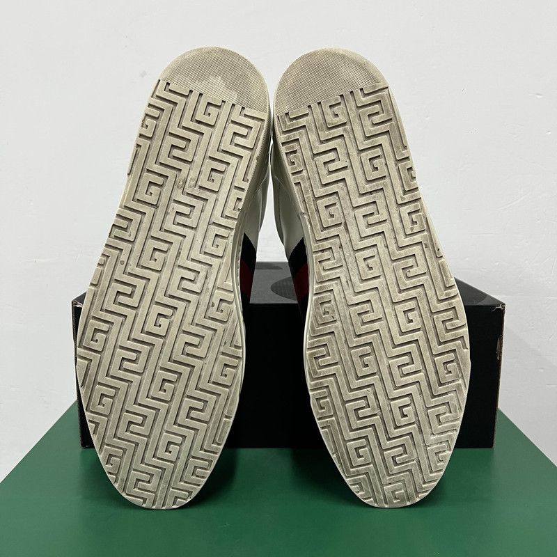 Gucci Gucci Ace Leather Low-Top Sneakers - White Size US 9.5 / EU 42-43 - 3 Thumbnail