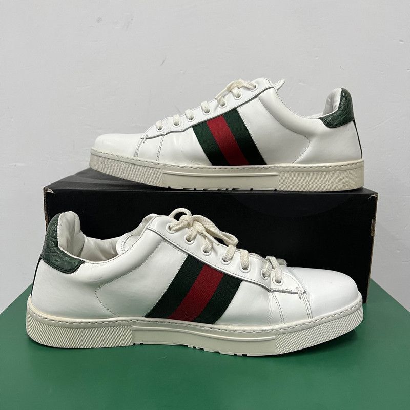 Gucci Gucci Ace Leather Low-Top Sneakers - White Size US 9.5 / EU 42-43 - 10 Thumbnail