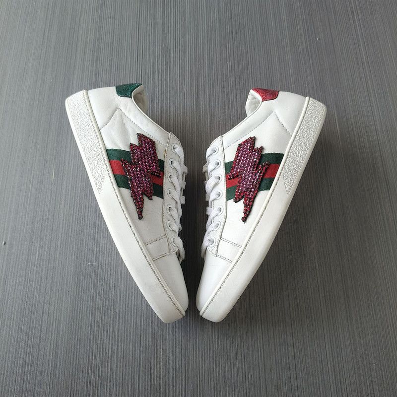 Gucci Gucci Stylish Leather Sneakers in White and Green Size US 5.5 / EU 38 - 9 Thumbnail