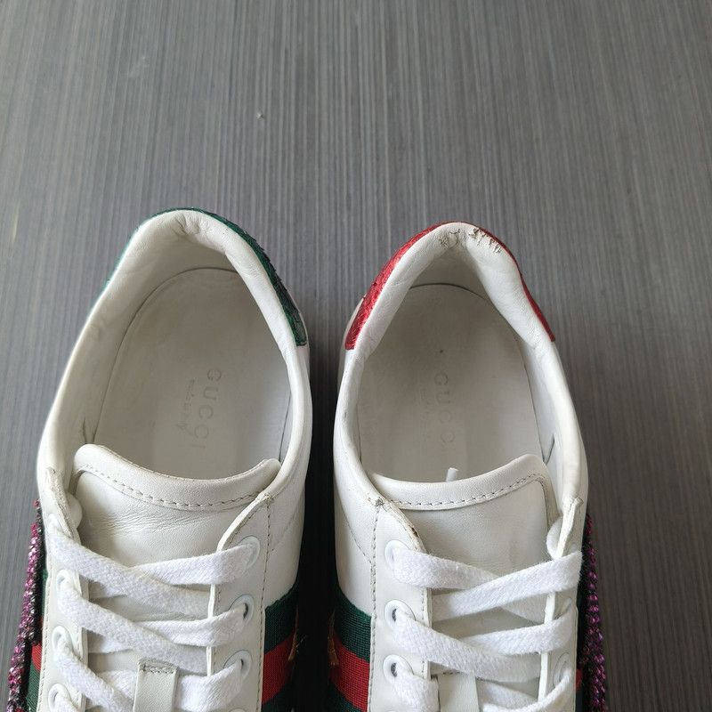 Gucci Gucci Stylish Leather Sneakers in White and Green Size US 5.5 / EU 38 - 10 Thumbnail