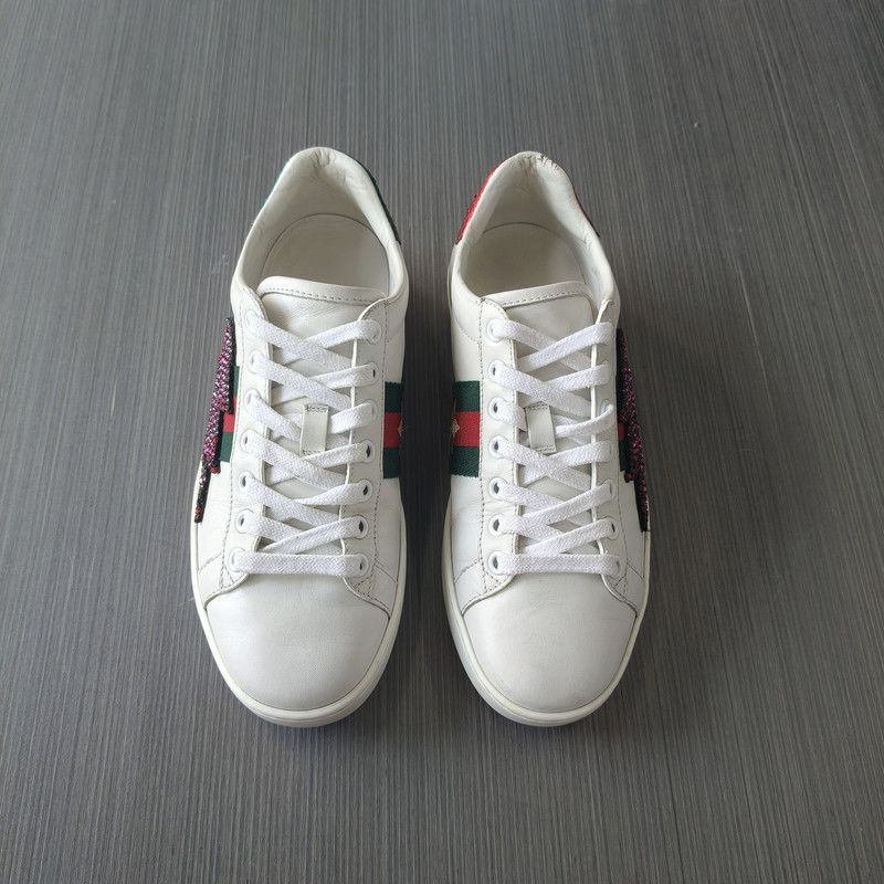 Gucci Gucci Stylish Leather Sneakers in White and Green Size US 5.5 / EU 38 - 2 Thumbnail