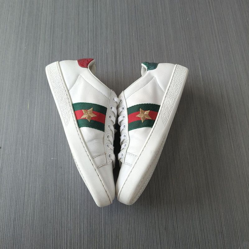 Gucci Gucci Stylish Leather Sneakers in White and Green Size US 5.5 / EU 38 - 8 Thumbnail