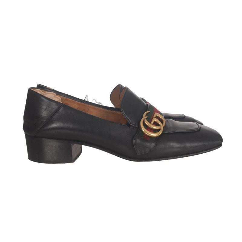 Gucci Gucci Black Leather Mid-Heel Loafers Size US 8.5 / EU 41-42 - 3 Thumbnail