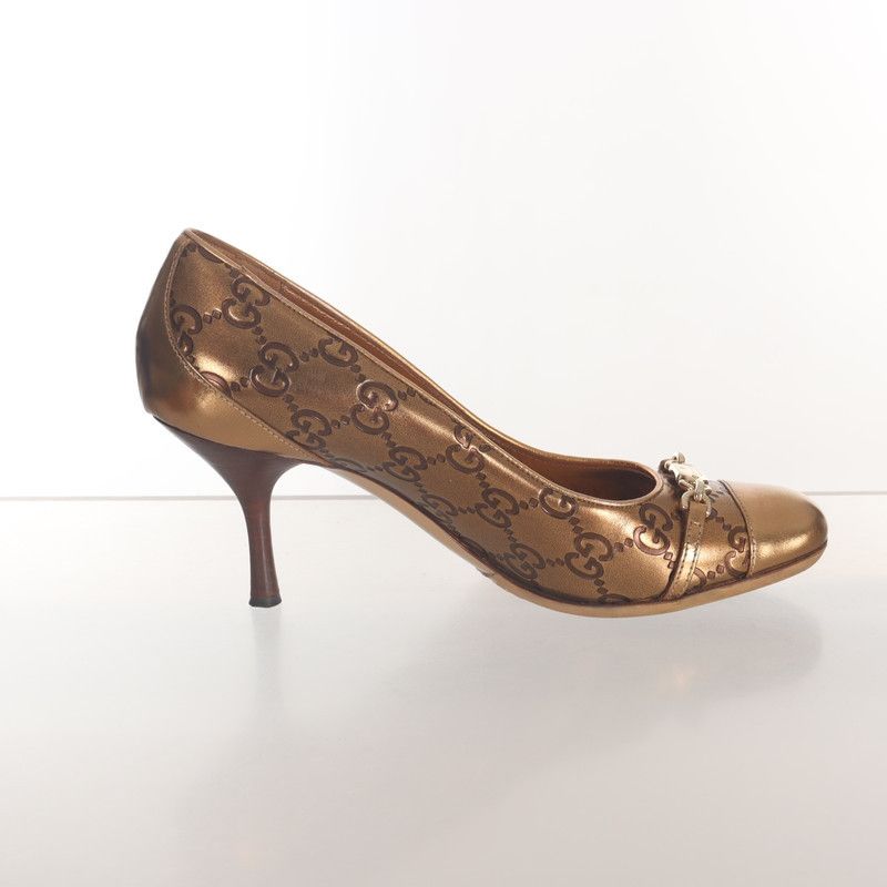 Gucci Gucci Metallic High Heels with Logo Design Size US 6.5 / EU 39-40 - 6 Thumbnail