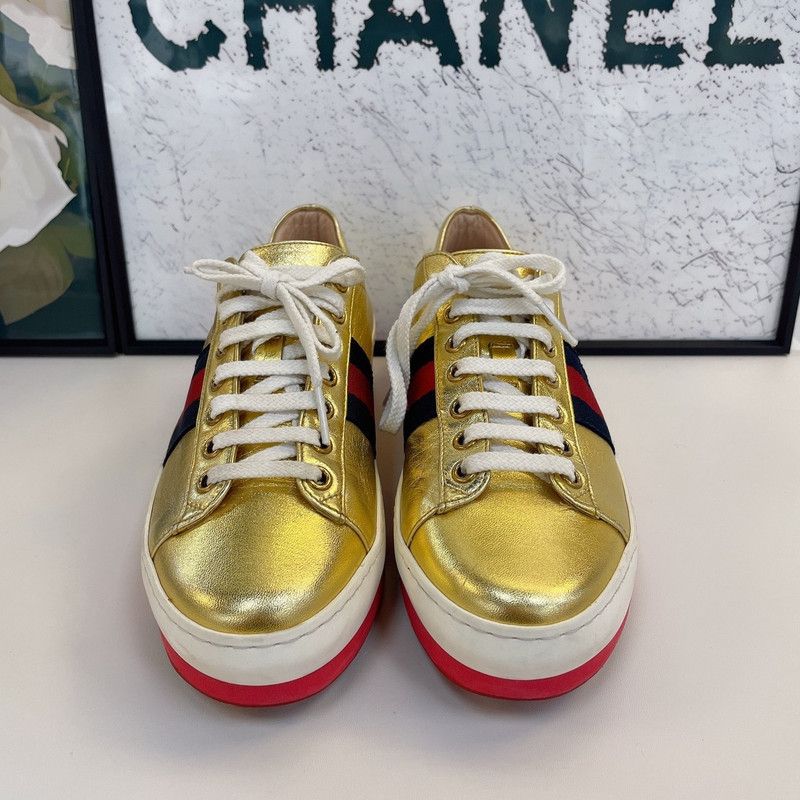 Gucci Gucci Casual Sneakers with Gold Finish Size US 5.5 / EU 38 - 3 Thumbnail