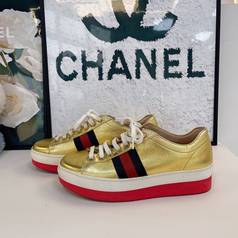 Gucci Gucci Casual Sneakers with Gold Finish Size US 5.5 / EU 38 - 2 Thumbnail