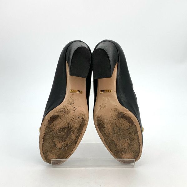 Gucci Gucci Black Leather Chunky Heeled Shoes Size US 5.5 / EU 38 - 5 Thumbnail