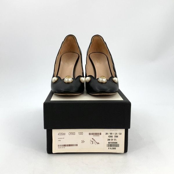 Gucci Gucci Black Leather Chunky Heeled Shoes Size US 5.5 / EU 38 - 8 Thumbnail