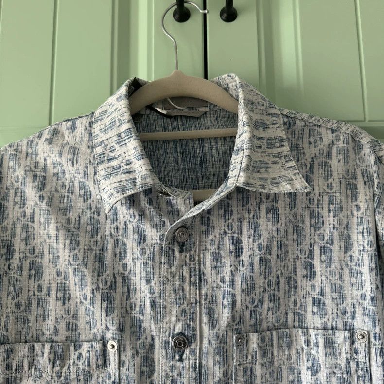 Dior Dior Blue Monogram Print Long Sleeve Shirt - dmc Size M / US 6-8 / IT 42-44 - 7 Thumbnail
