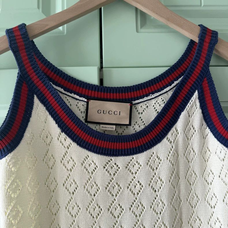 Gucci Gucci Beige Knit Tank Top with Stripes - dmc Size S / US 4 / IT 40 - 3 Thumbnail