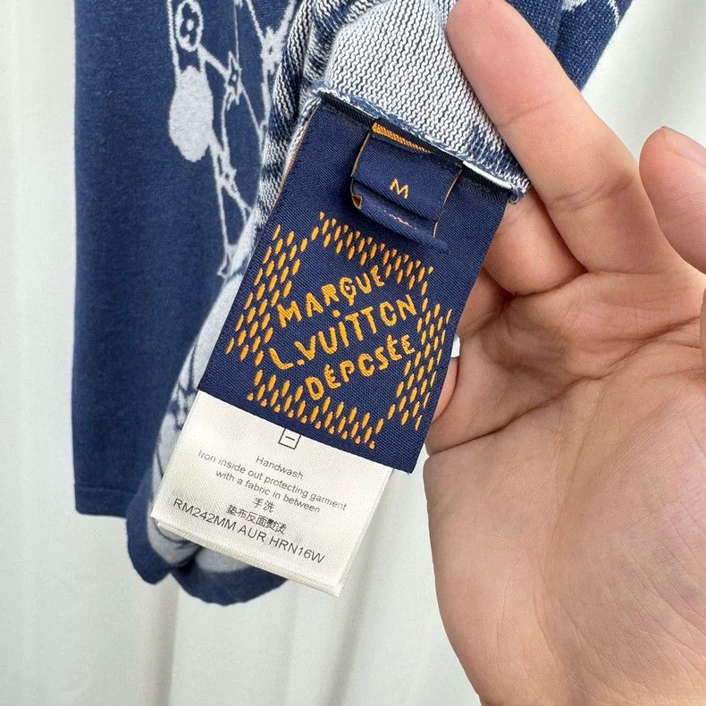 Louis Vuitton Louis Vuitton Blue Fishnet Print Knit Tee - dmc Size M / US 6-8 / IT 42-44 - 6 Thumbnail