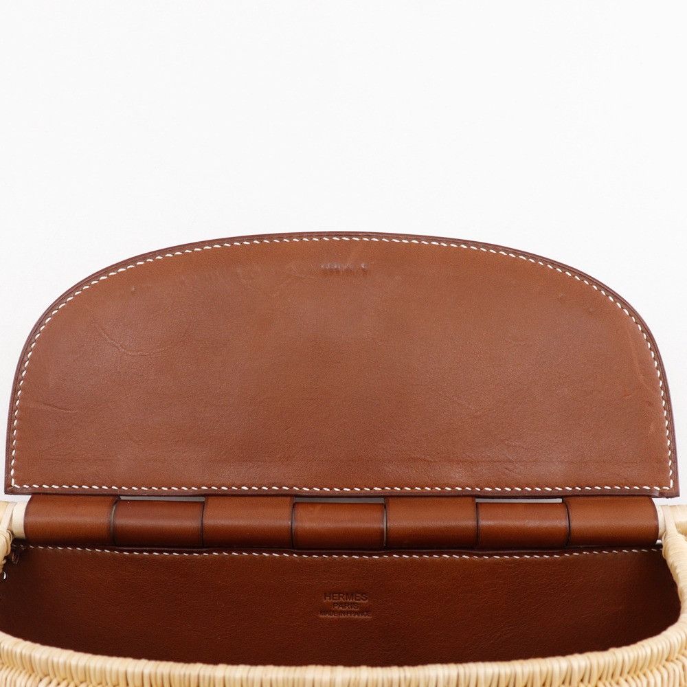 Hermes Hermes Hermes Fishing Basket Leather×Willow 2way Shoulder Bag Leather Shoulder Bag Size ONE SIZE - 8 Thumbnail