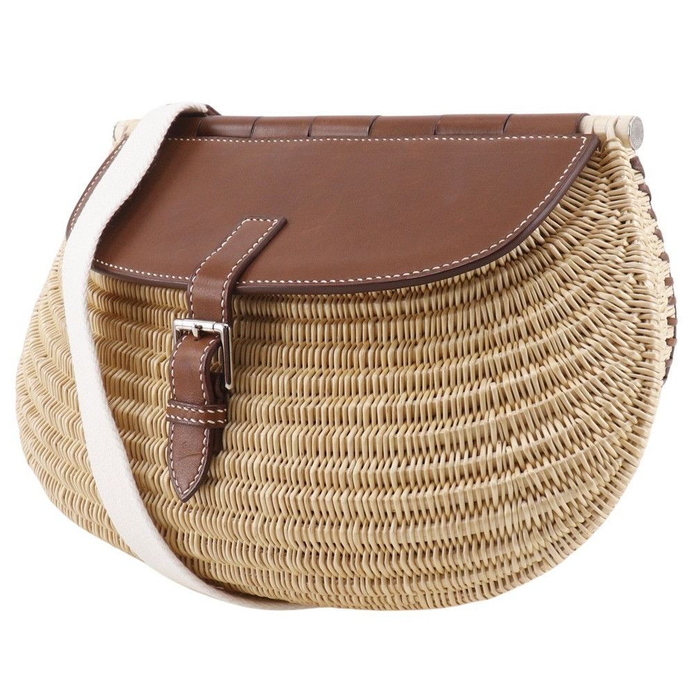 Hermes Hermes Hermes Fishing Basket Leather×Willow 2way Shoulder Bag Leather Shoulder Bag Size ONE SIZE - 2 Thumbnail
