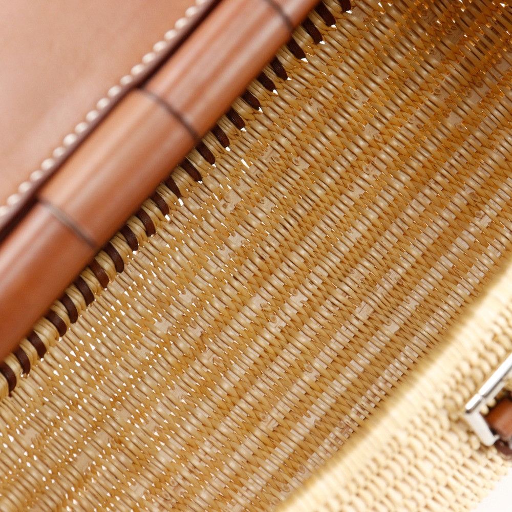 Hermes Hermes Hermes Fishing Basket Leather×Willow 2way Shoulder Bag Leather Shoulder Bag Size ONE SIZE - 5 Thumbnail