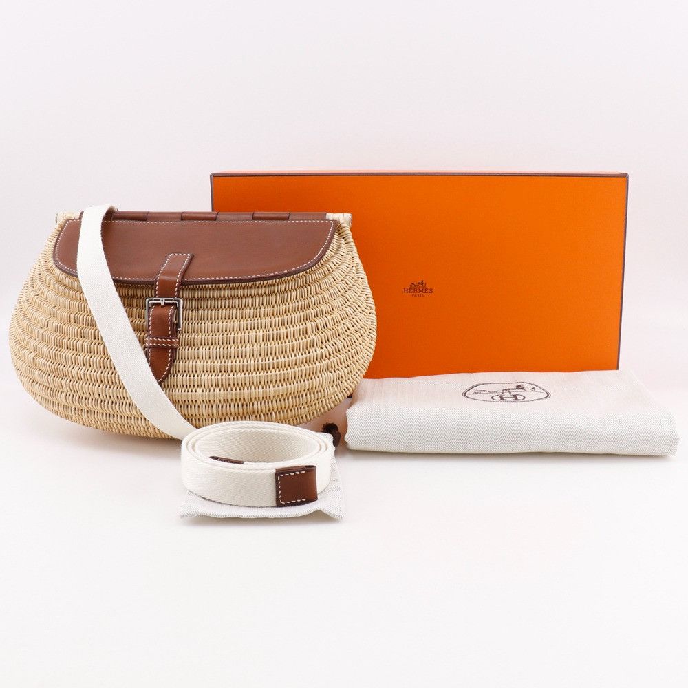 Hermes Hermes Hermes Fishing Basket Leather×Willow 2way Shoulder Bag Leather Shoulder Bag Size ONE SIZE - 19 Thumbnail
